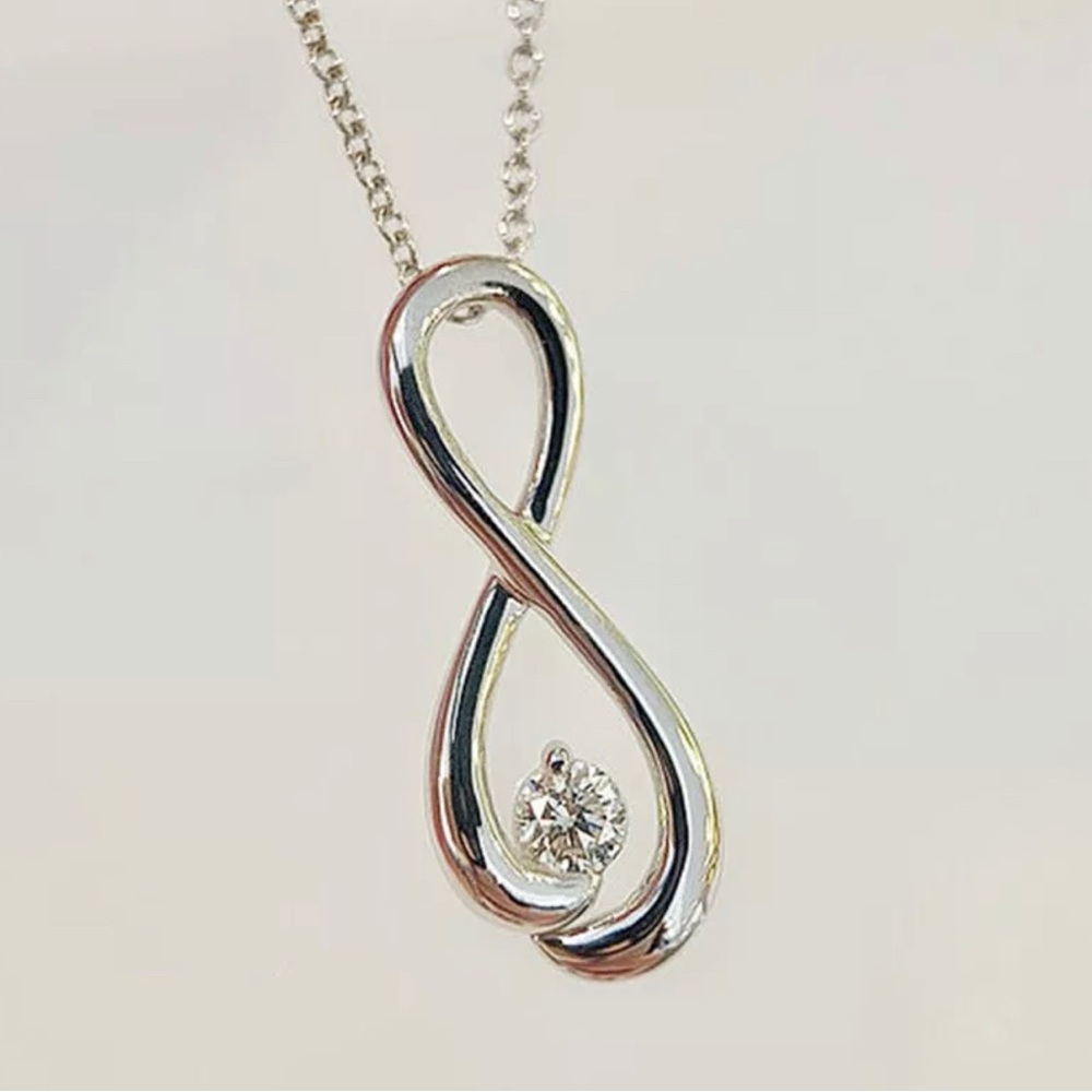 Round Cut Cubic Zircon Simple Wedding Silver Plated Necklace Pendant
